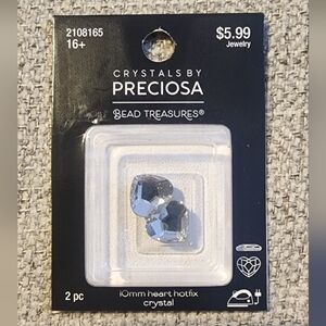 New  Crystals By Preciosa 2108165 2 Pc 10mm Heart Hotfix Crystal Flat Back